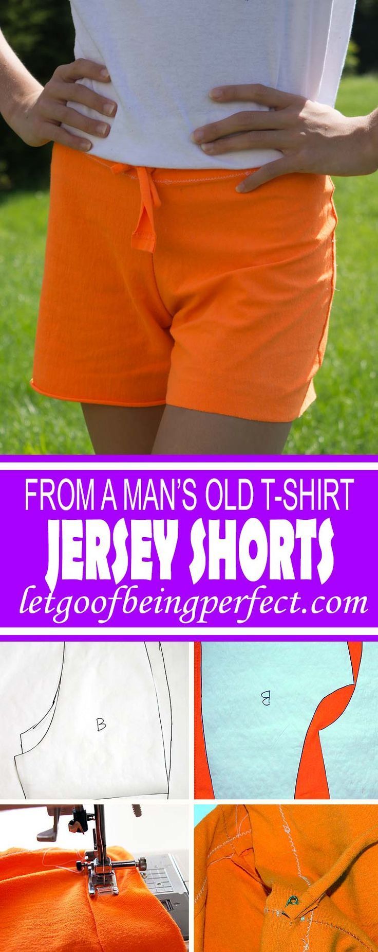 DIY Refashion Jersey Shorts from a Man's T-Shirt -   17 DIY Clothes No Sewing shorts ideas