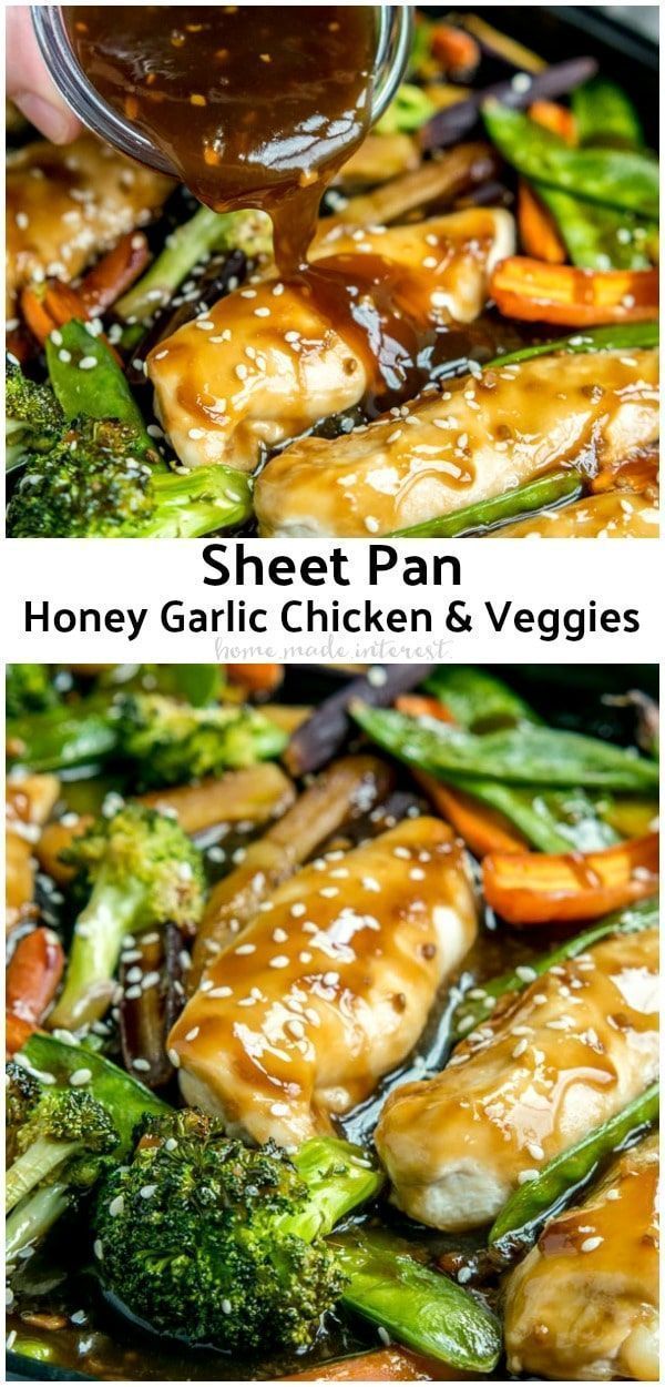 Sheet Pan Honey Garlic Chicken and Veggies -   17 healthy recipes Dinner families ideas