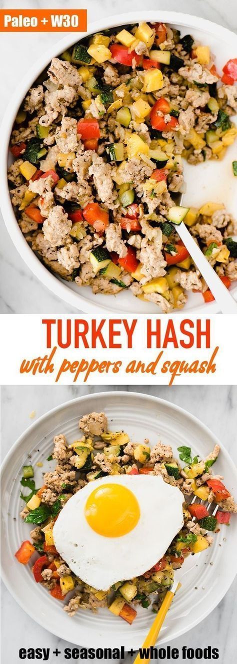 Paleo and Whole30 Ground Turkey Hash with Squash and Peppers -   17 healthy recipes Ground Turkey whole30 ideas