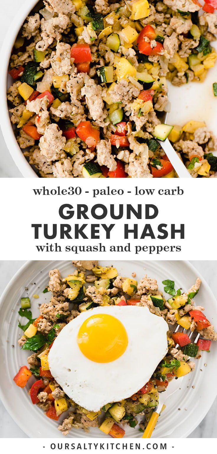 Paleo and Whole30 Ground Turkey Hash with Squash and Peppers -   17 healthy recipes Ground Turkey whole30 ideas