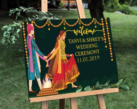 Indian wedding welcome sign, Indian wedding ceremony sign, sangeet ceremony, Indian wedding sign, Indian wedding sign, Indian wedding decor -   17 indian wedding Ceremony ideas