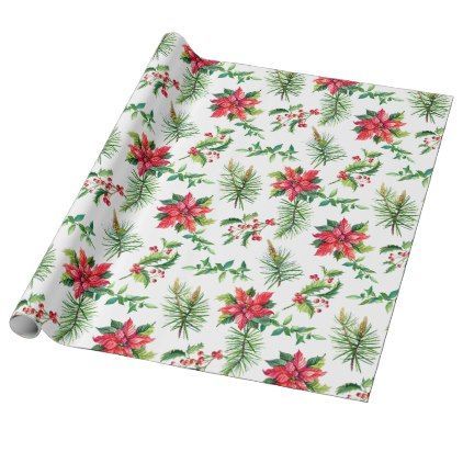 Red Poinsettia Floral Christmas Holiday Gift Wrapping Paper | Zazzle.com -   17 wedding Gifts wrapping ideas
