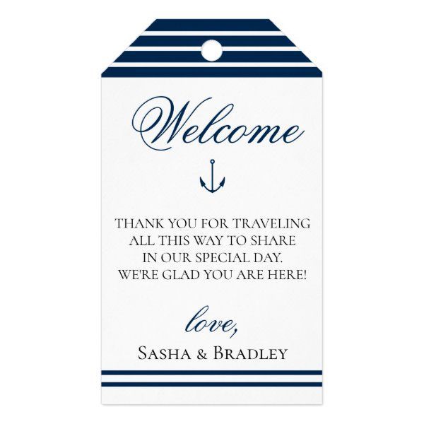 Preppy Chic Nautical Navy Wedding Welcome Bag Gift Tags | Zazzle.com -   17 wedding Gifts wrapping ideas