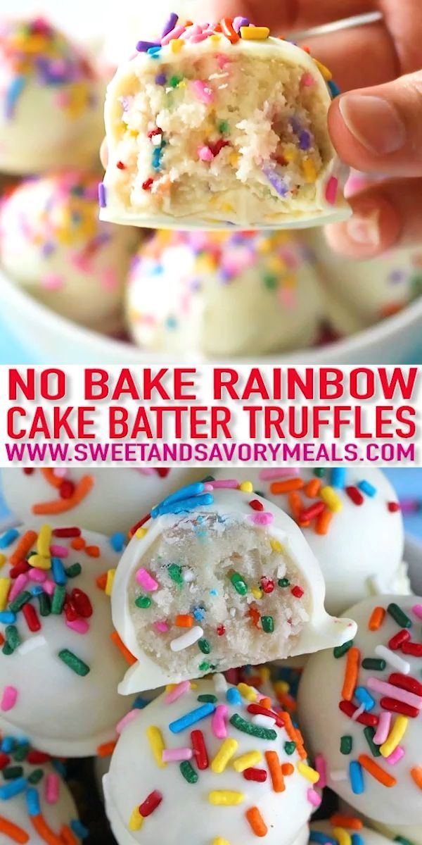 No Bake Cake Batter Truffles [Video] - Sweet and Savory Meals -   18 cake Cute snacks ideas