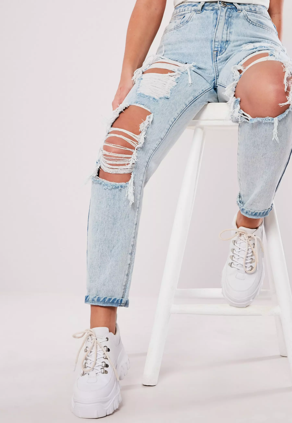Missguided - Light Blue Wash Riot Vintage Distress Mom Jeans -   18 DIY Clothes Jeans mom ideas