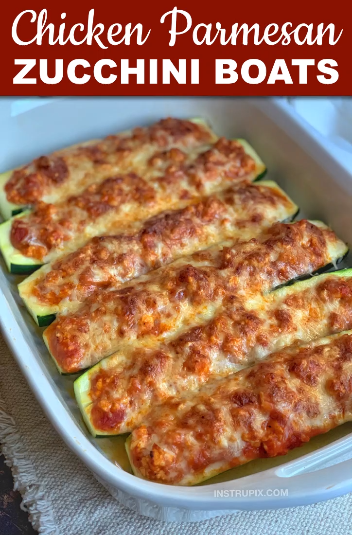 A Healthy Low Carb Dinner Idea: Chicken Parmesan Stuffed Zucchini Boats (Quick & Easy Recipe!) -   18 healthy recipes Yummy families ideas