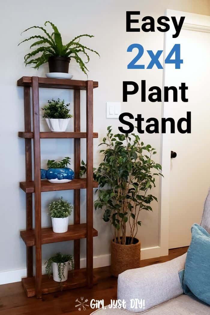 DIY 2x4 Plant Stand with Build Plans - Girl, Just DIY! -   18 plants DIY wood ideas