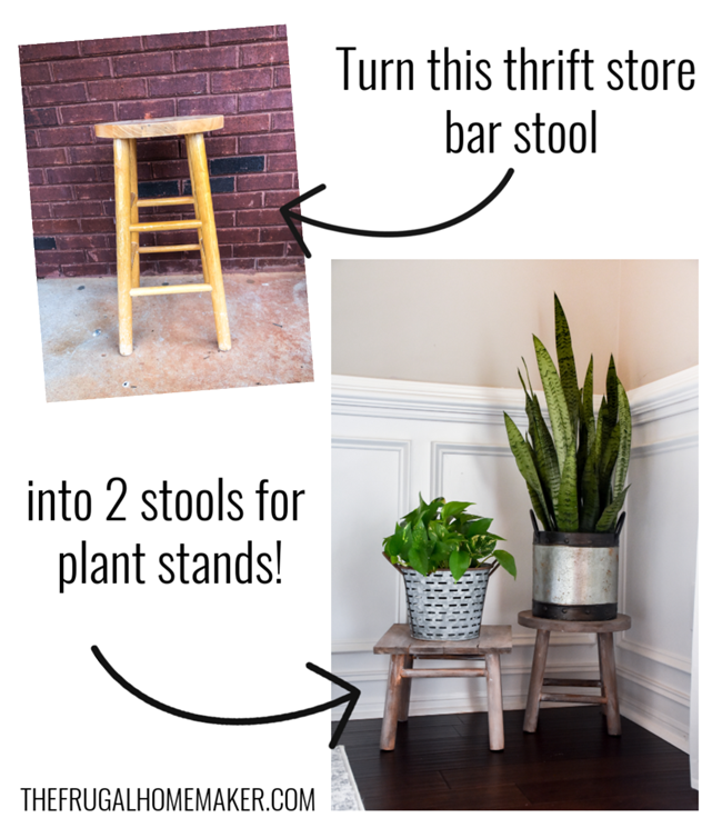 DIY Plant Stand From An Upcycled Stool -   18 plants DIY wood ideas