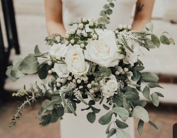 Ivory bouquet, bridal bouquet, wedding bouquet, greenery bouquet, brides bouquet, wedding  flowers -   18 wedding Bouquets ivory ideas