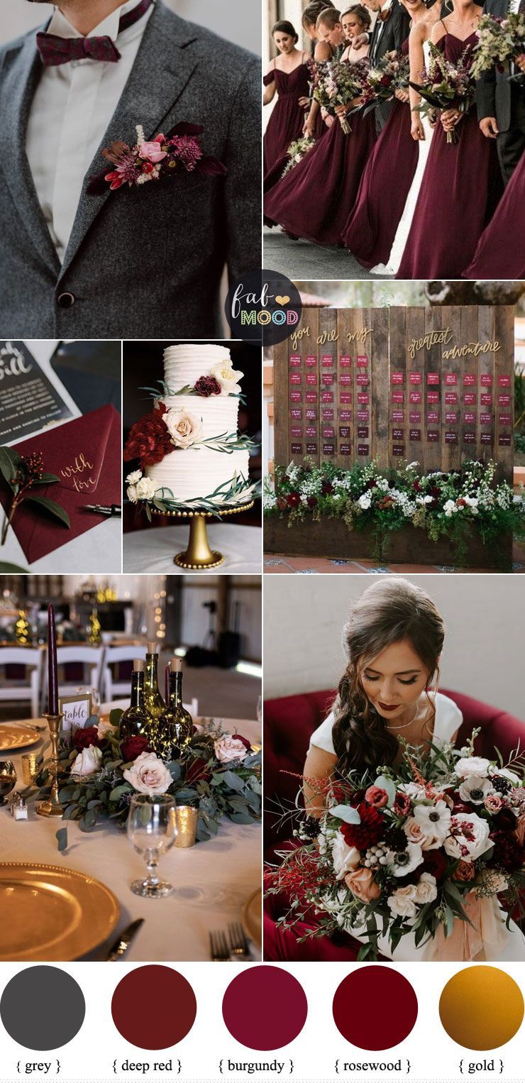 Deep Red + Burgundy and grey with a touch of gold For Fall Wedding -   18 wedding Burgundy and gold ideas
