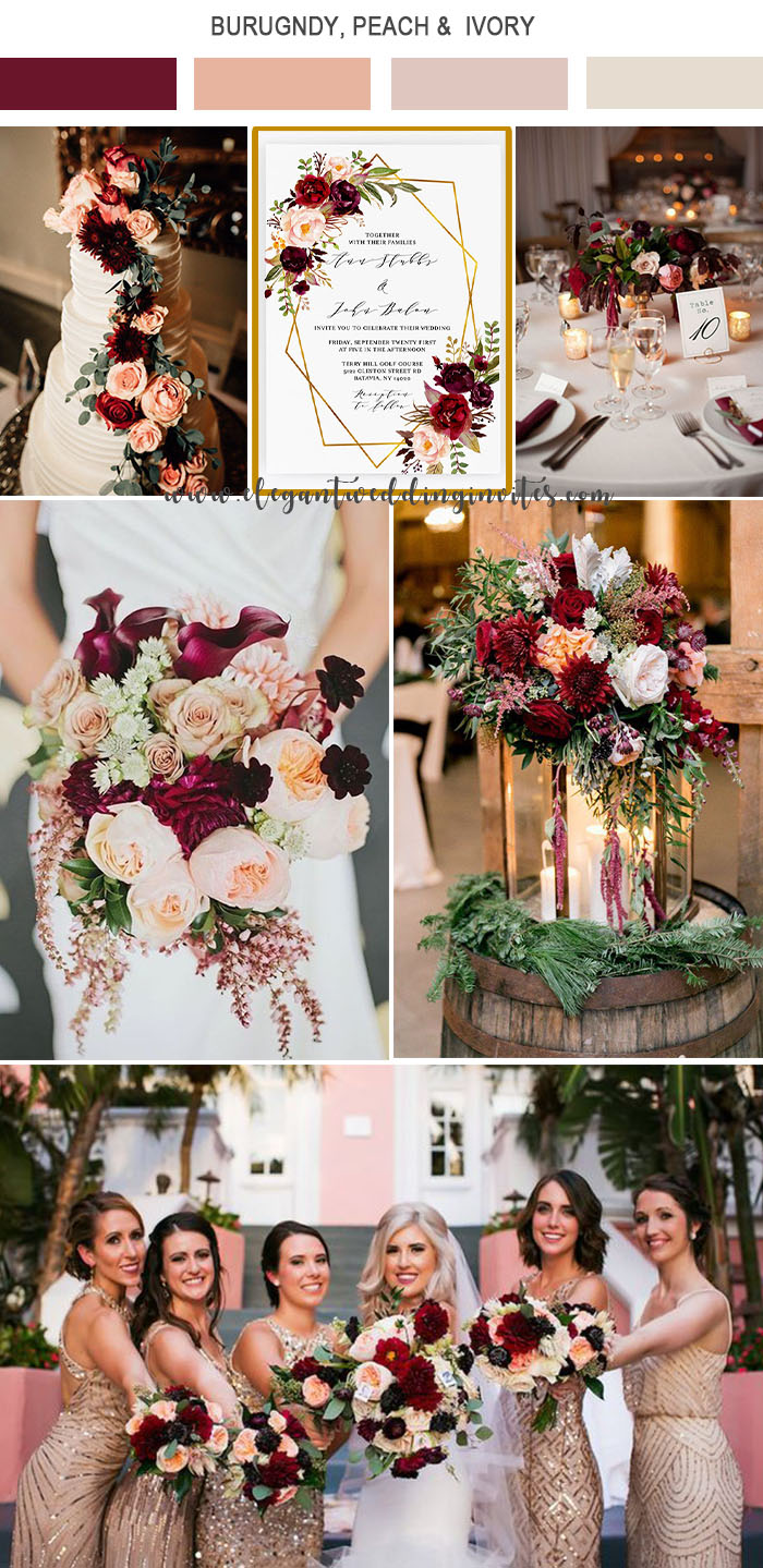 5 Amazing Wedding Color Palettes Inspired by EWI Floral Invitations -   18 wedding Burgundy and gold ideas