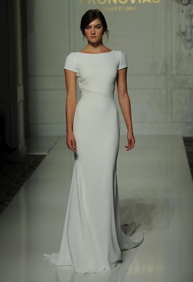 Pronovias Off White Valeria Crepe Mermaid Gown Modern Wedding Dress Size 10 (M) -   18 wedding Dresses modern ideas
