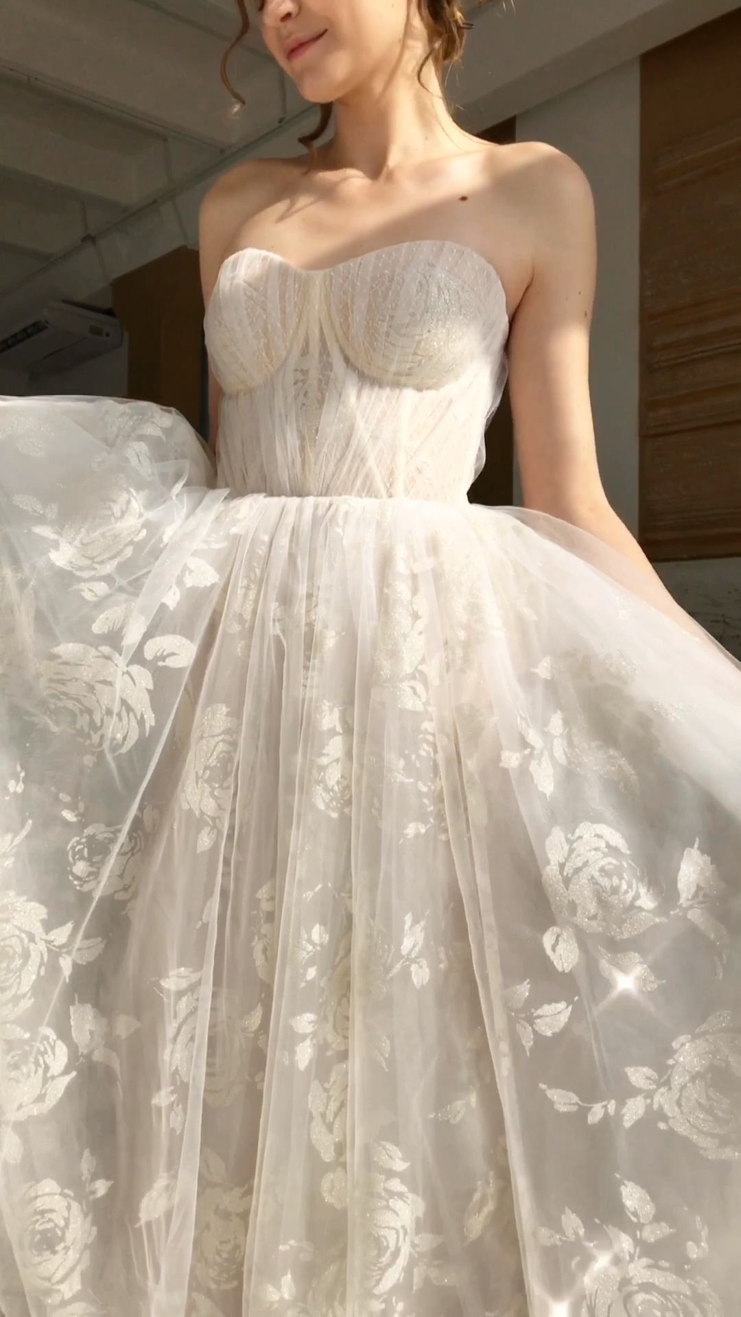 Shimmer glitter wedding dress with roses -   18 wedding Dresses modern ideas
