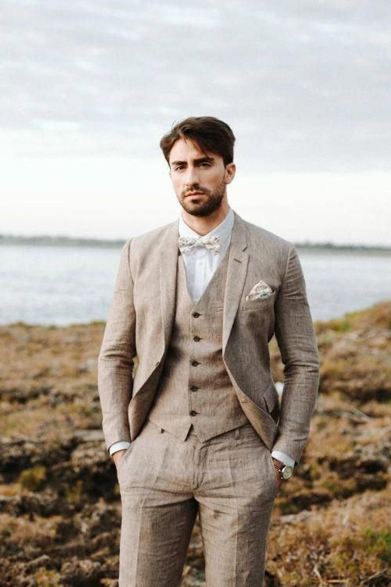 Men suits, linen wedding suits,Men linen suits,3 Piece Linen suits, Wedding Suits, Groom Wear, Summer Suit,Men Beach Suits,Men slim fit suit -   18 wedding Suits Men bohemian ideas