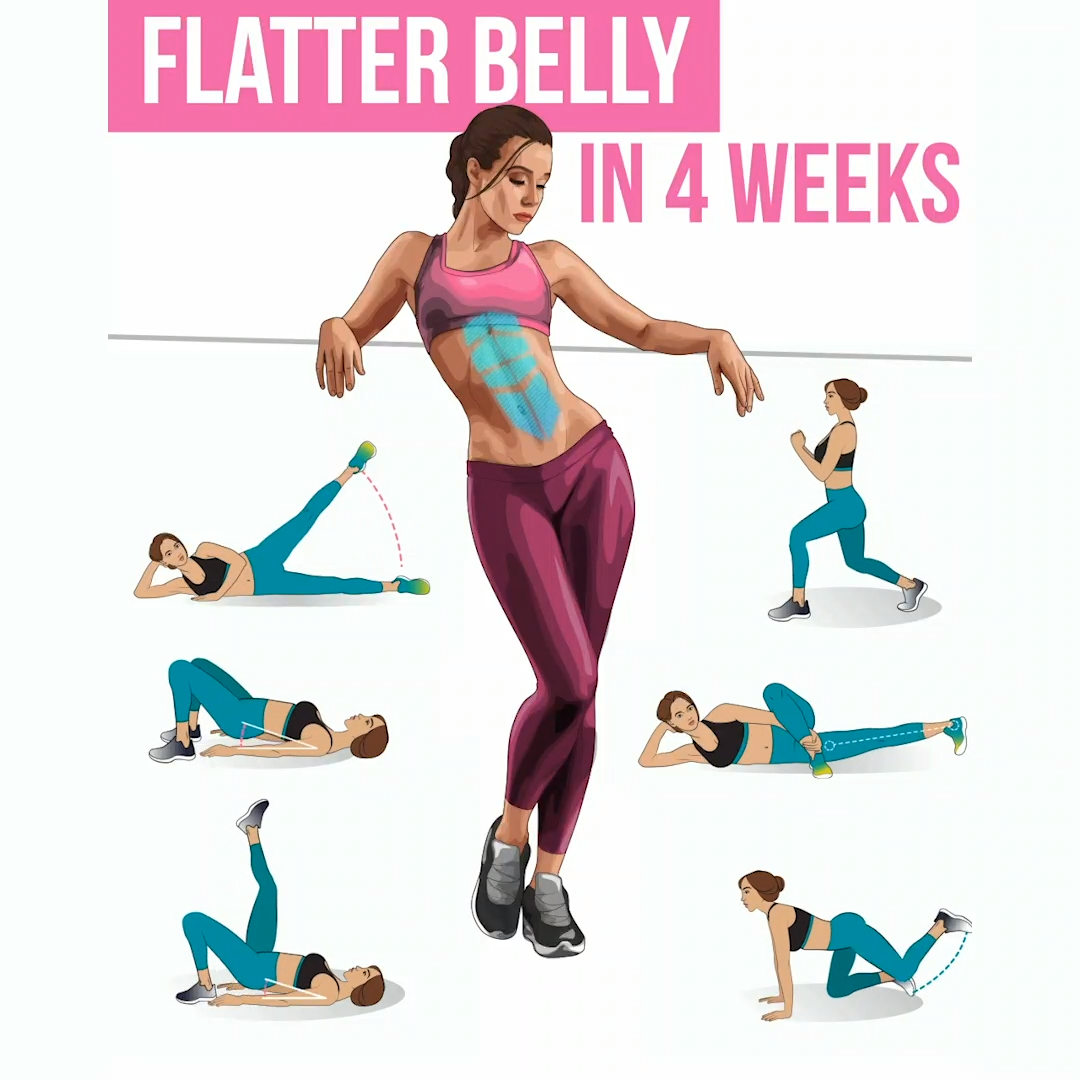 Get Flatter Belly Just in 4 Weeks with Easy Exercises at Home -   19 fitness Exercises beauty ideas