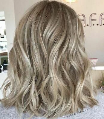 Balayage Ash Blonde Hair Wigs European 100% Human Hair Lace Front Full Lace Wigs  | eBay -   8 gray hair Flamboyage ideas
