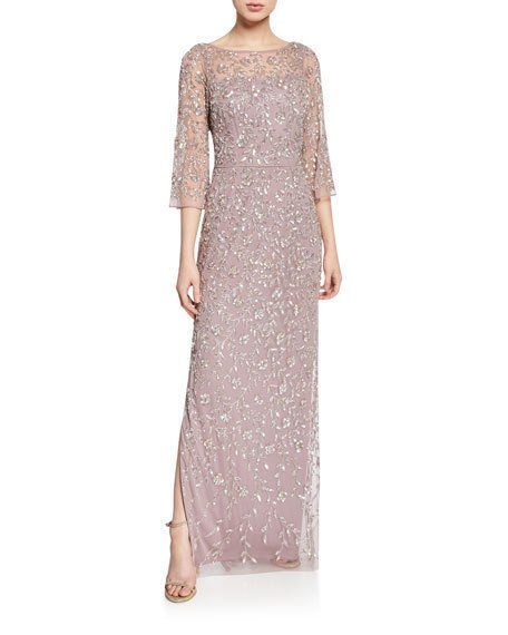 Aidan Mattox V-Back Beaded Column Gown -   10 dress Brokat pendek ideas