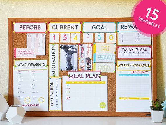 Motivational Health & Fitness Printables - INSTANT DOWNLOAD - Weight Loss - Fitness Vision Board - Meal Planner - Fitness Log - Food Journal -   12 fitness Goals rewards ideas