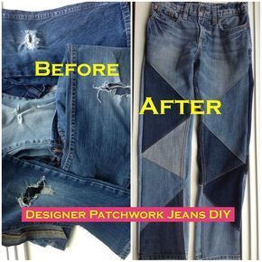 Designer Patchwork Jeans Remake -   13 DIY Clothes Remake style ideas