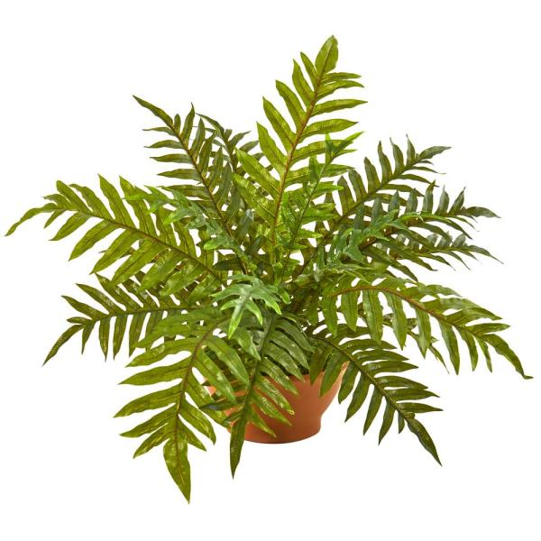 Nearly Natural 24 in. Hares Foot Fern Artificial Plant in Planter (Real Touch) 8644 - The Home Depot -   13 table plants Png ideas