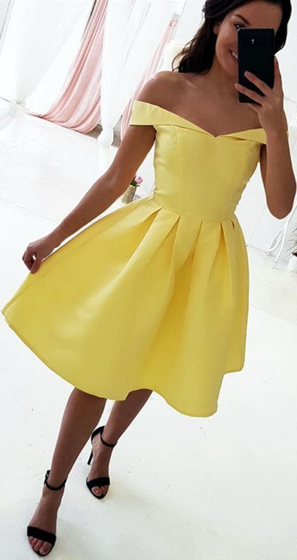 Off The Shoulder Short Yellow Homecoming Dress -   14 homecoming dress Yellow ideas