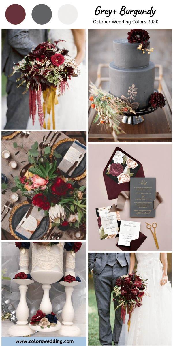8 Fantastic October Wedding Color Combos for 2020 -   14 wedding Burgundy grey ideas