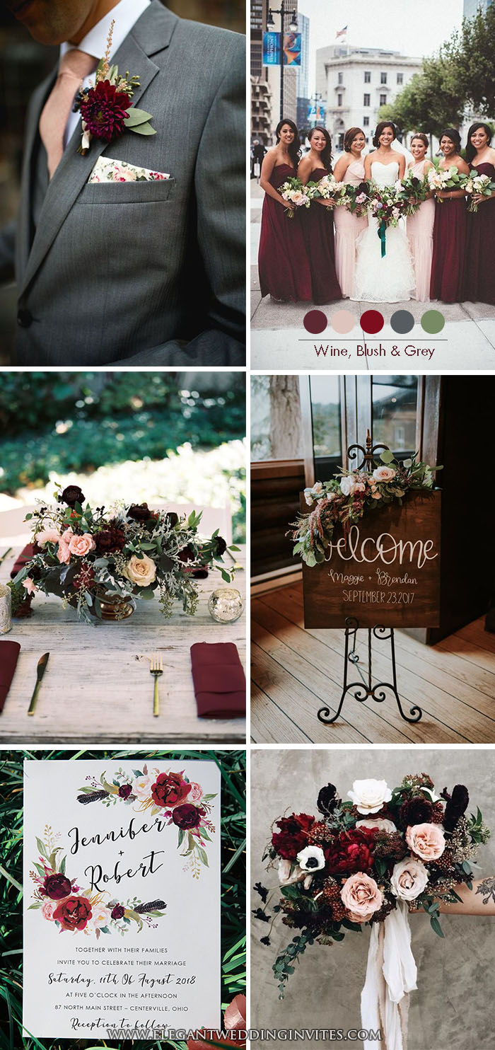 Trending-Dark Romance Moody Hues for Fall & Winter Wedding Color Ideas -   14 wedding Burgundy grey ideas