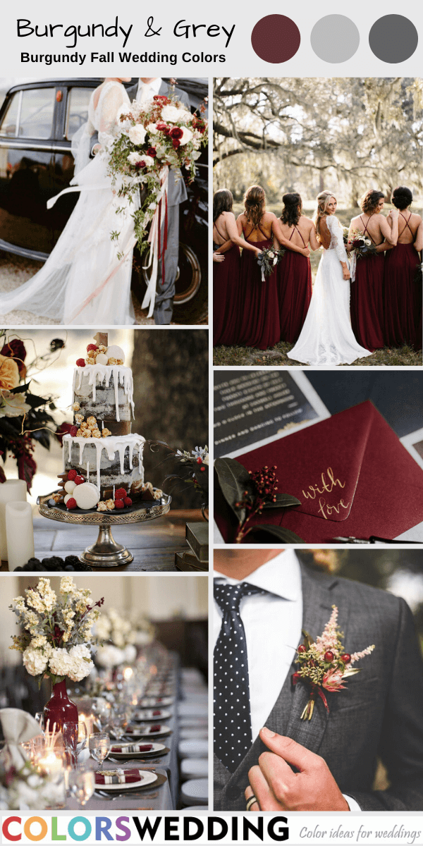 Top 7 Burgundy Fall Wedding Color Combos -   14 wedding Burgundy grey ideas