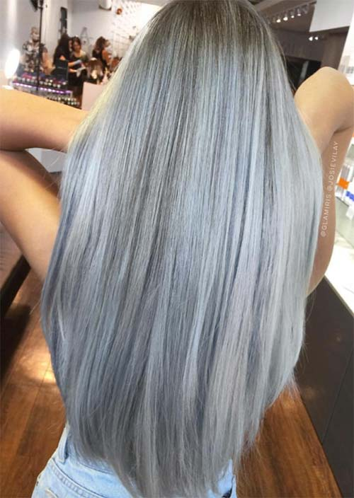 15 hair Grey liso ideas