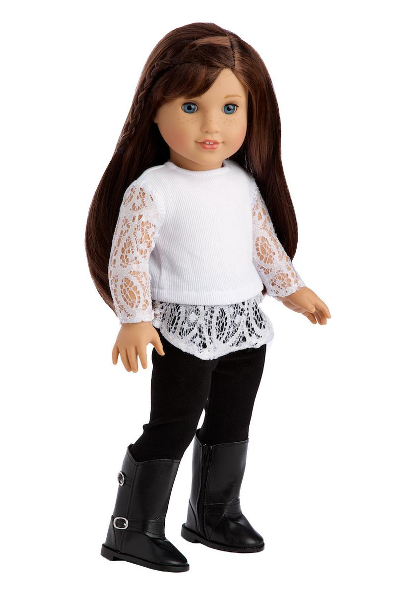Just Fun - Clothes for 18 inch American Girl Doll - White Blouse, Black Leggings and Black Boots -   16 DIY Clothes Lace girls ideas