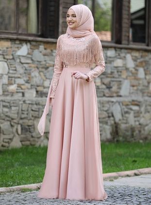 Powder - Fully Lined - Crew neck - Muslim Evening Dress -   16 dress Muslim for women ideas