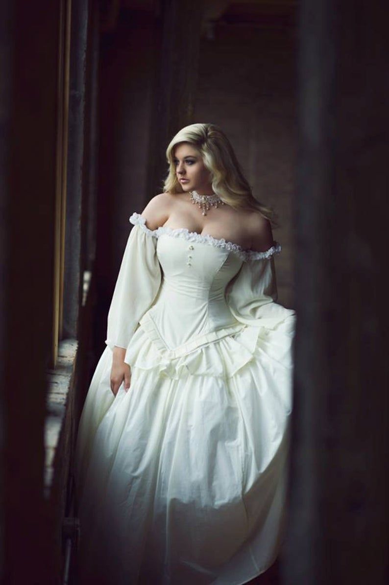 Fairytale Wedding Dress Disney Ballgown Unique Wedding Dress Plus Size Long Sleeve Corset Dress Custom to Order -   16 wedding Disney dress ideas