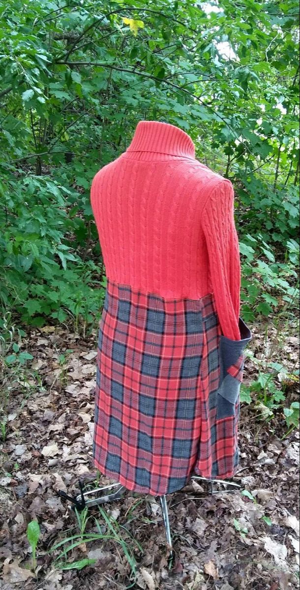 Upcycled shawl collar sweater dress.  Soft silk and cashmere sweater. Size LG/XL -   17 DIY Clothes Sweater link ideas