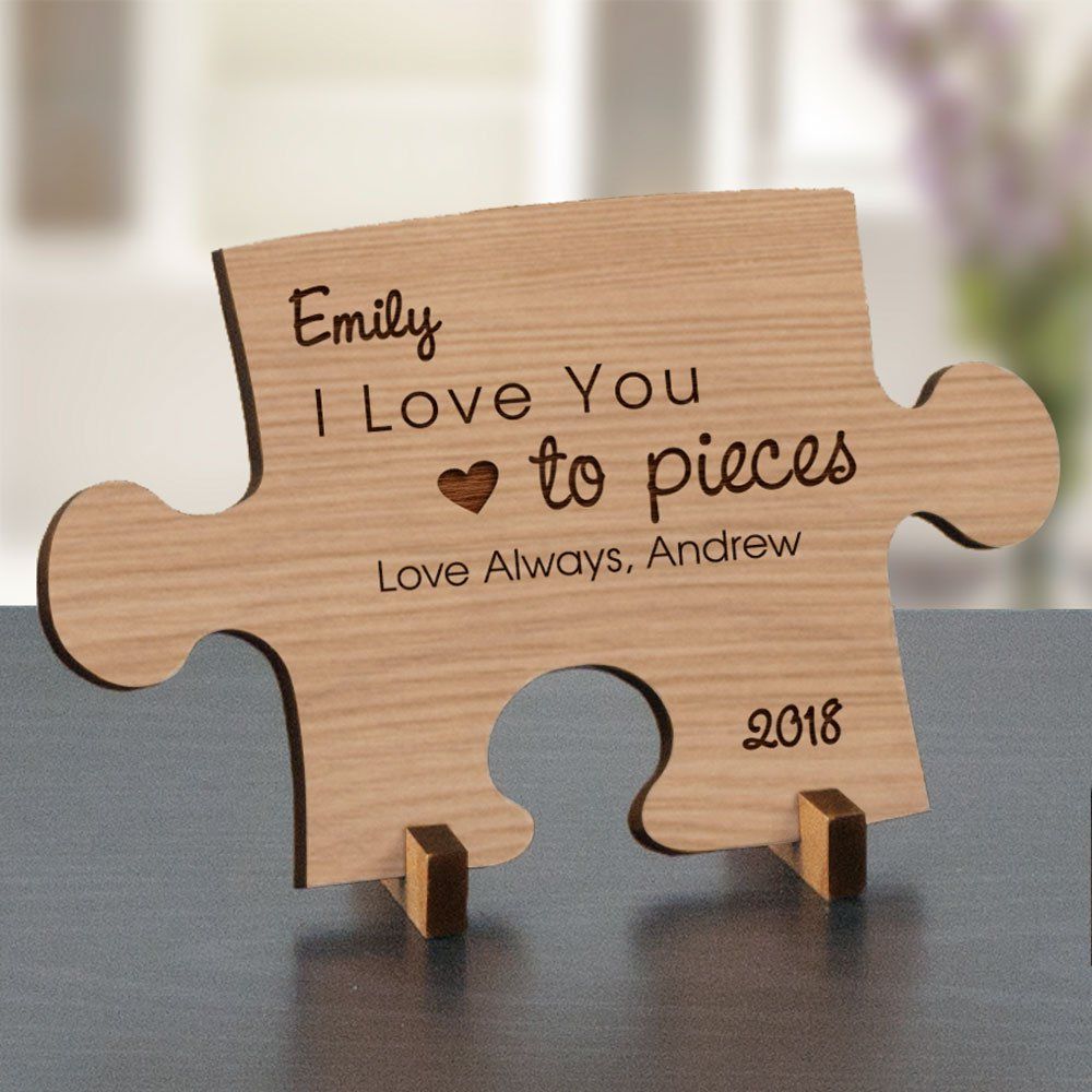 Engraved Love You To Pieces Wood Puzzle Piece -   17 diy projects For Couples friends ideas