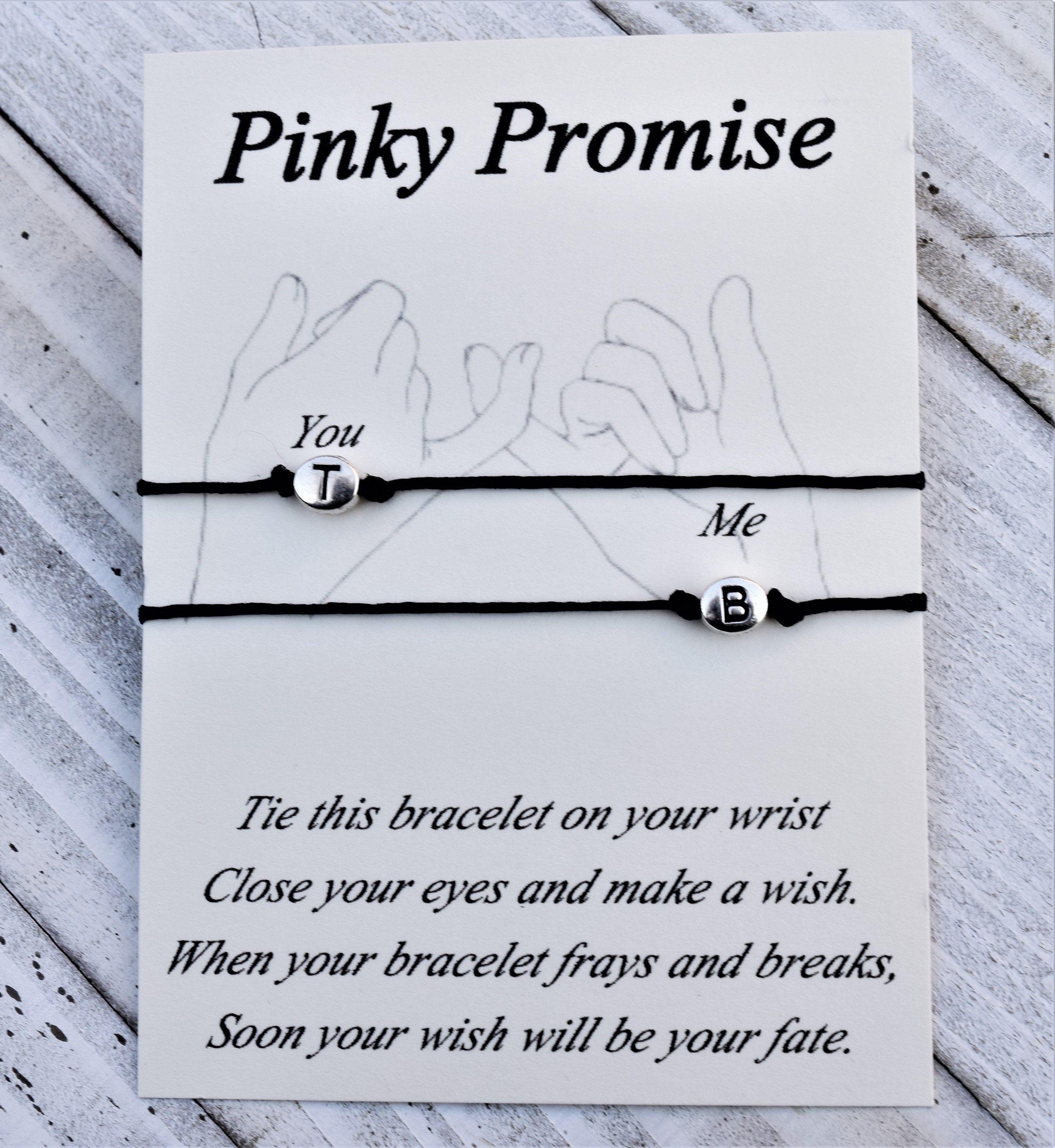 Pinky Promise wish bracelet best friends couples wish bracelet Pinky Promise initials wish bracelet -   17 diy projects For Couples friends ideas
