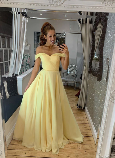 Elegant A Line Off the Shoulder Yellow Long Prom/Evening Dress Ruffles,SB2035 from Sweet Bridal -   17 dress Yellow awesome ideas