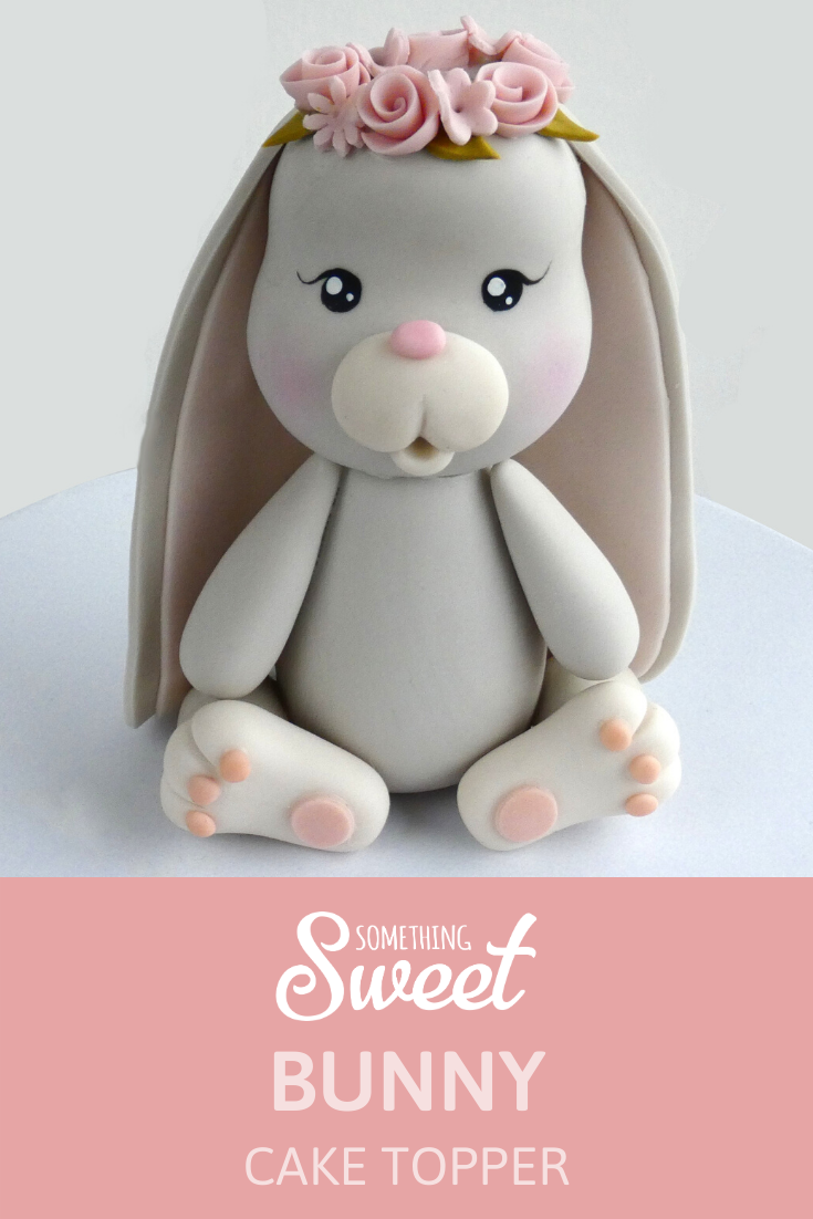Fondant bunny cake topper / fondant or cold porcelain / bunny with flower wreath -   18 cake Fondant products ideas