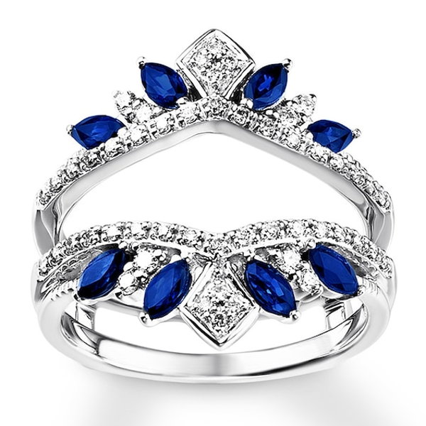 Sapphire Enhancer Ring 1/3 ct tw Diamonds 14K White Gold|Kay -   18 sapphire wedding Bands ideas