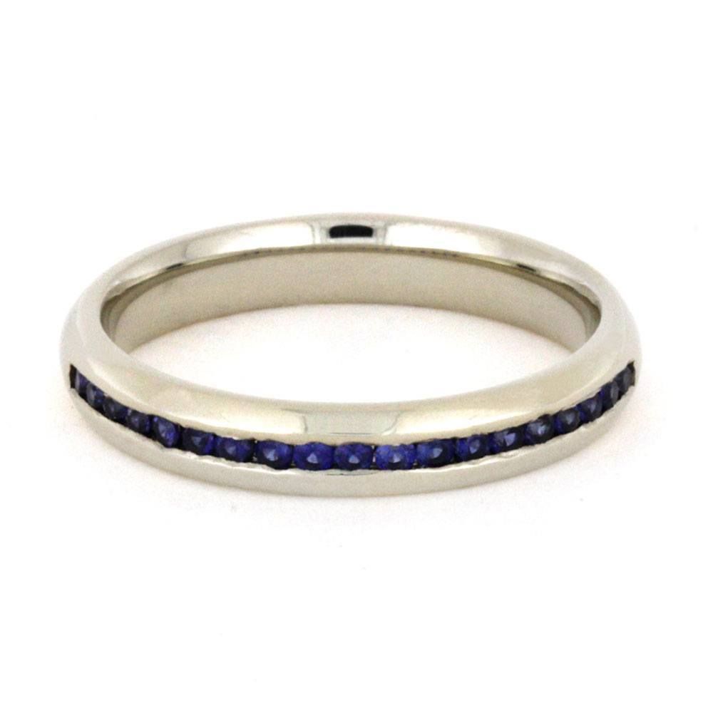 Blue Sapphire Wedding Band in Rounded White Gold-3210 -   18 sapphire wedding Bands ideas