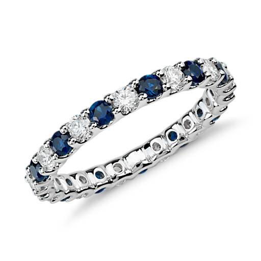 Luna Sapphire and Diamond Eternity Ring in 14k White Gold (5/8 ct. tw.) | Blue Nile -   18 sapphire wedding Bands ideas