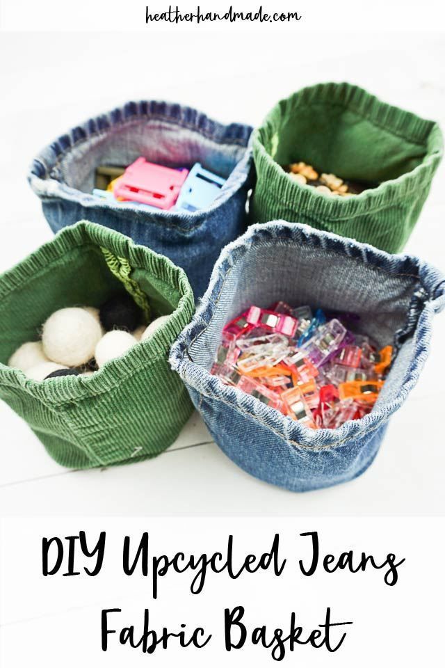 Upcycled Jeans Fabric Basket -   19 DIY Clothes For Winter fabrics ideas