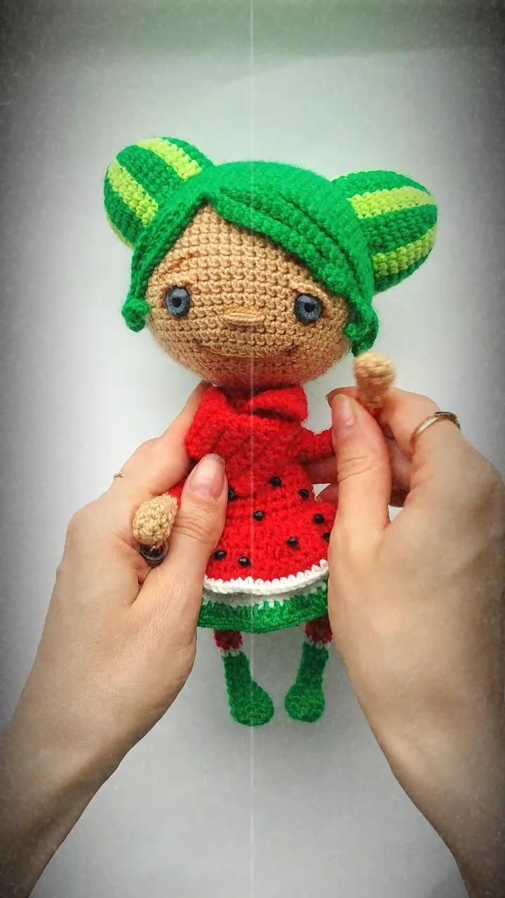 Crochet doll PATTERN Watermelon Dress, amigurumi pattern doll, pdf, photo tutorial, digital download -   19 knitting and crochet posts ideas