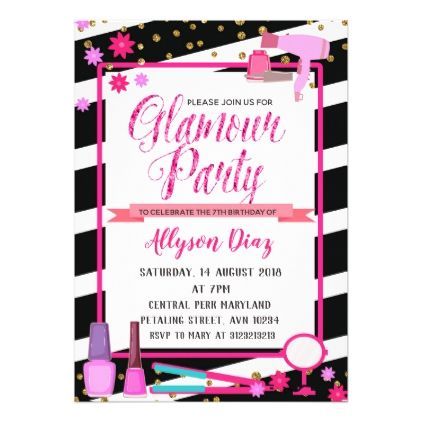 Beauty Queen Glamour Party Birthday Invitation | Zazzle.com -   19 makeup Party invites ideas