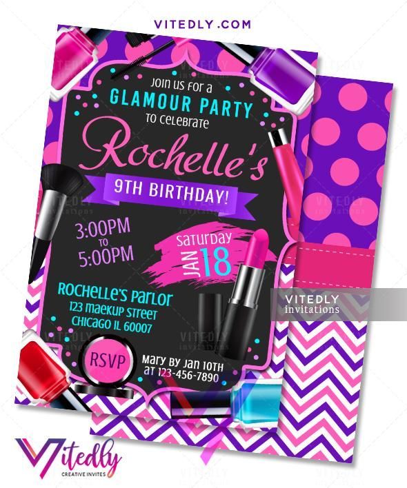 19 makeup Party invites ideas