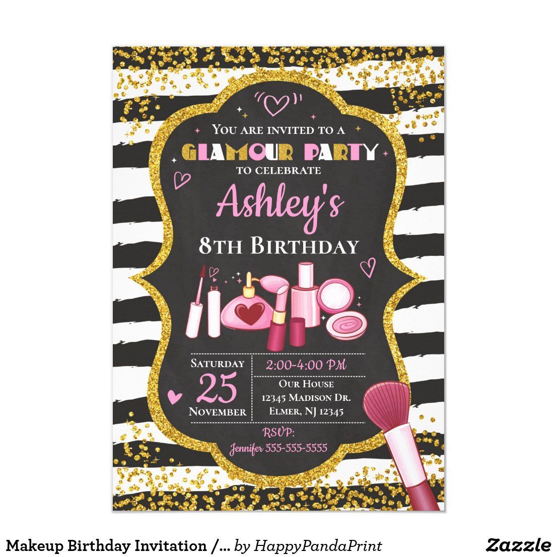 Makeup Birthday Invitation / Glamour Party | Zazzle.com -   19 makeup Party invites ideas