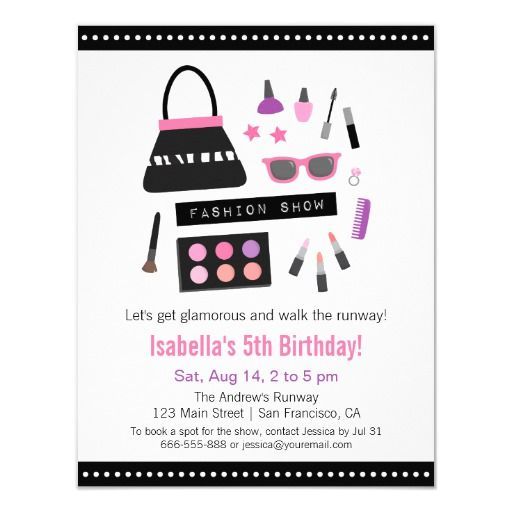 Makeup Fashion Show Birthday Party Invitations | Zazzle.com -   19 makeup Party invites ideas