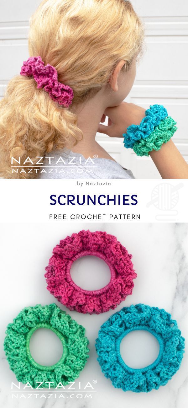 Easy and Colorful Crochet Scrunchies -   21 knitting and crochet Free Patterns kids ideas