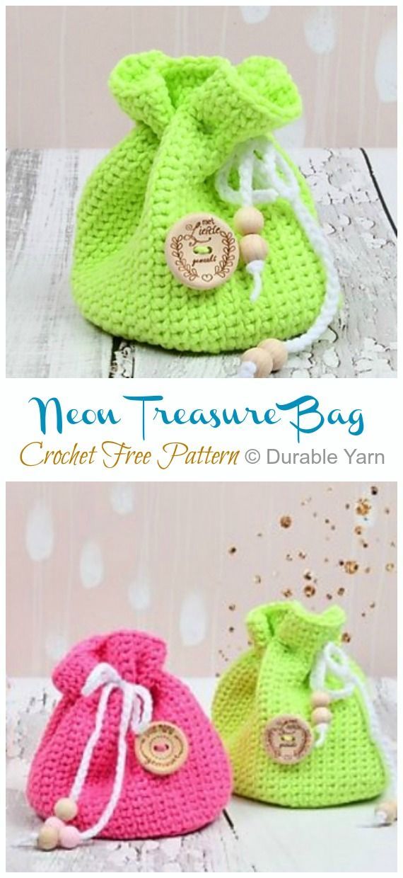 Quick Drawstring Gift Bag Crochet Free Patterns • DIY How To -   21 knitting and crochet Free Patterns kids ideas