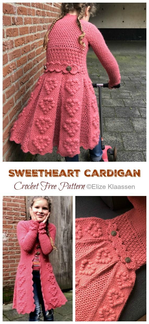 SweetHeart Girl Cardigan Crochet Free Pattern - Crochet & Knitting -   21 knitting and crochet Free Patterns kids ideas