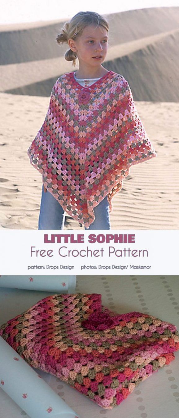 Little Sophie Poncho Free Crochet Pattern -   21 knitting and crochet Free Patterns kids ideas